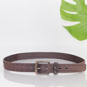 Levis Mens Belt Size 40 Brown Leather Whipstitched Adjustable Casual